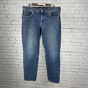 Everlane Uniform Blue Jeans Organic Cotton Tapered Stretch Pants Size 34x29